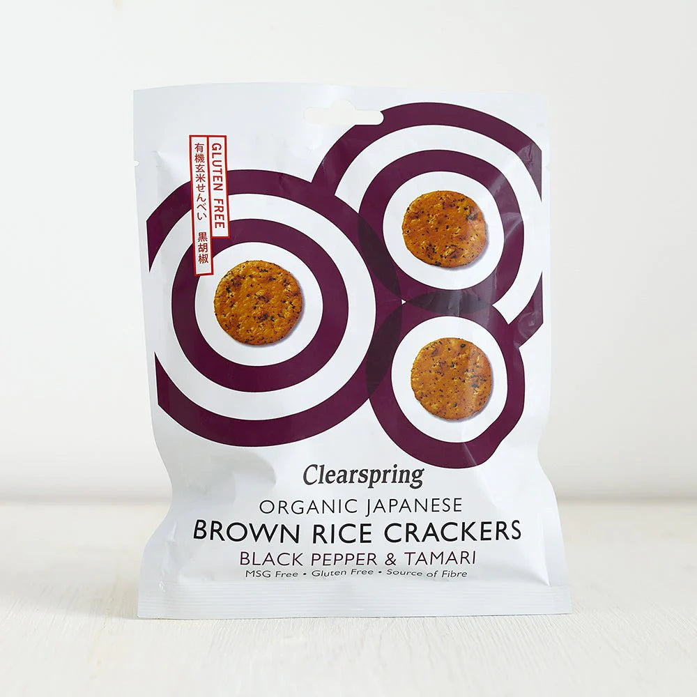 Clearspring Brown Rice Crackers - Black Pepper & Tamari 40g