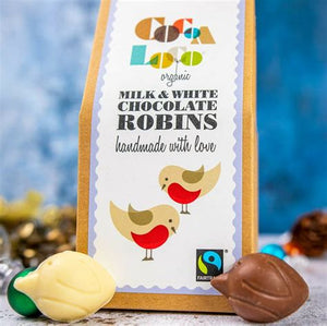 Cocoa Loco Milk & White Chocolate Robins 100g