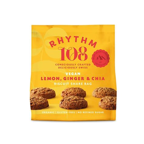 Rhythm 108 Lemon Ginger & Chia Biscuits 135g