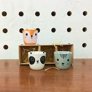 set of three animal egg cups