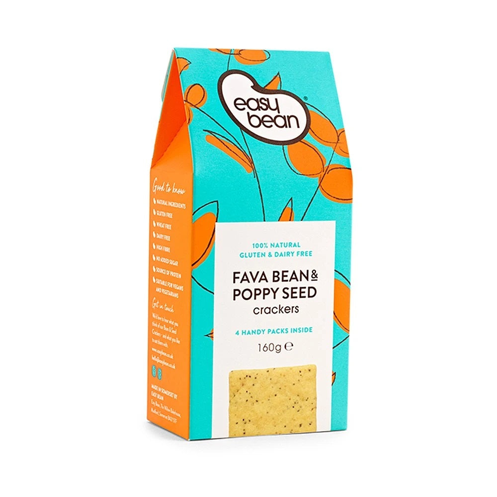 easy bean fava bean & poppy seed crackers 160g