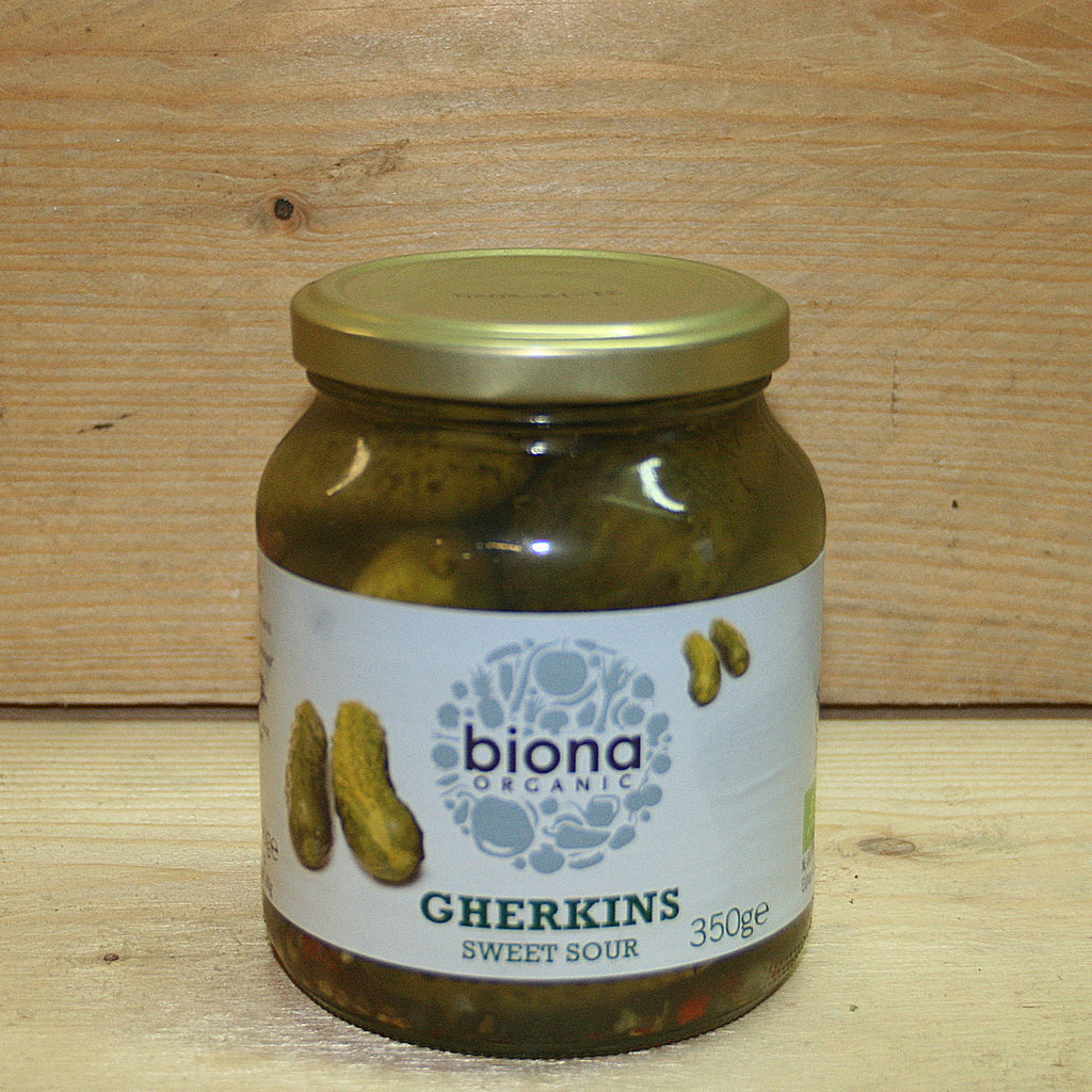 biona sweet sour gherkins 350g