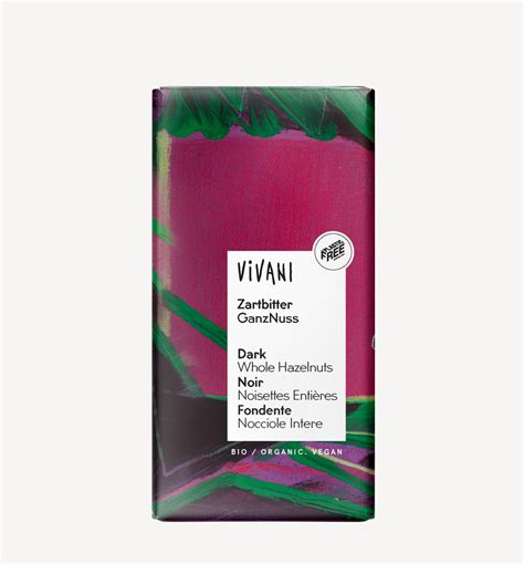 vivani dark chocolate with whole hazelnuts bar 100g